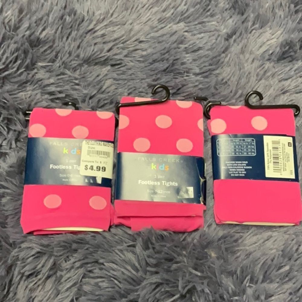 Falls Creek 0-6 & 6-12  Months Pink White Polka Dot Tights - New